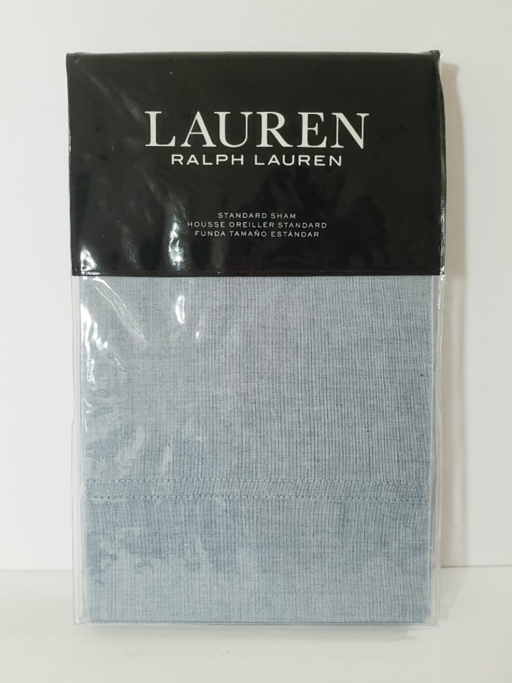 Ralph Lauren Graydon Melange Blue Chambray Standard Pillow Sham